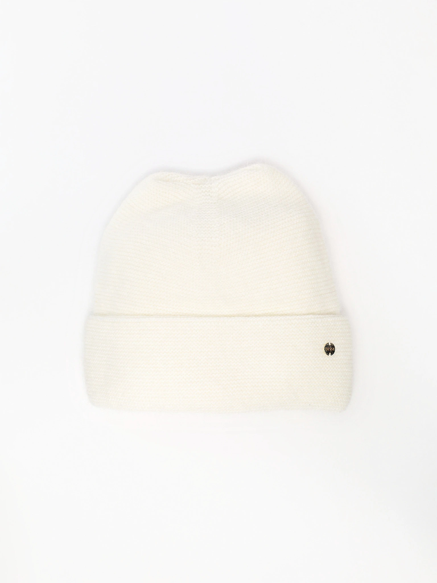 Шапка-бини из ангоры и нейлона с отворотом в ассортименте